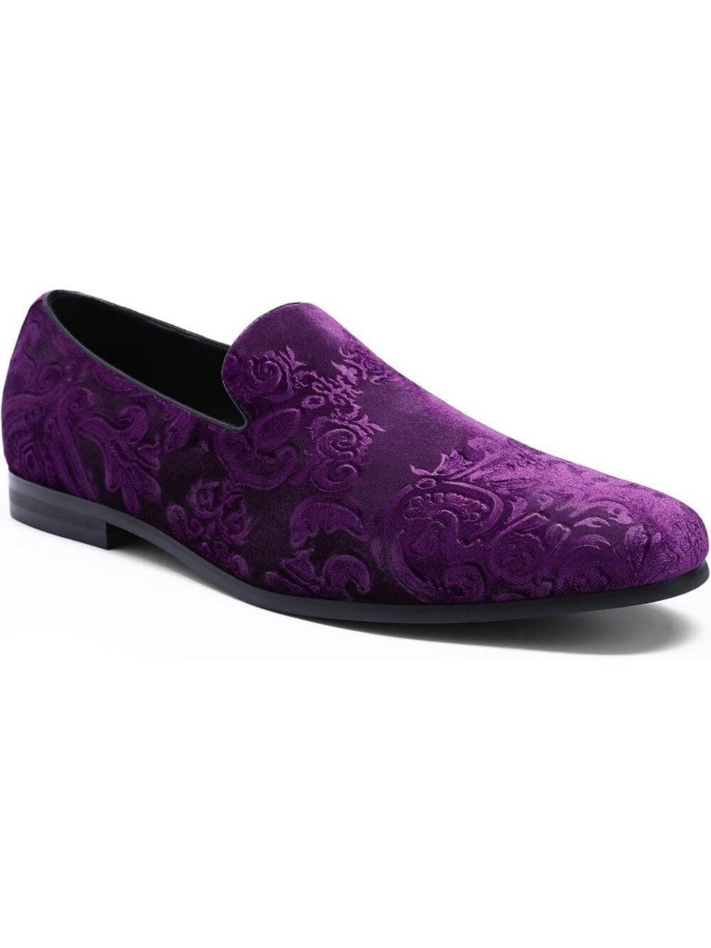 🆕 AUSTIN MILL Men's Purple Rubber Suede Loafers Flats Tuxedo Wedding Prom Shoes